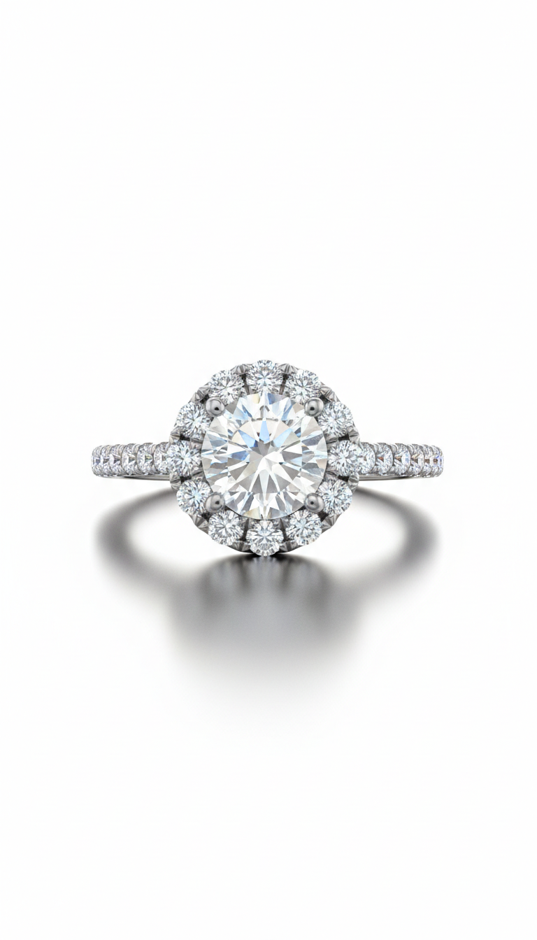 Diamond halo engagement ring