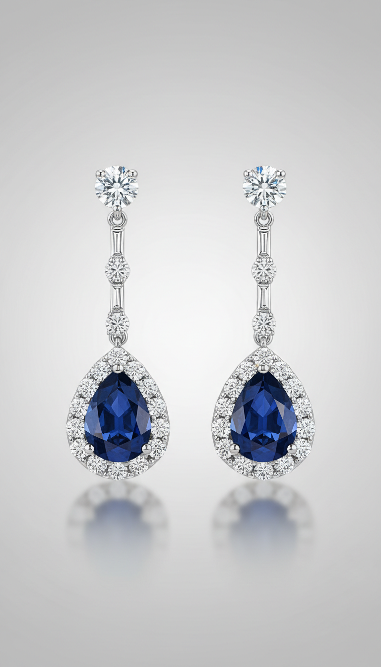 Sapphire and diamond drop earrings